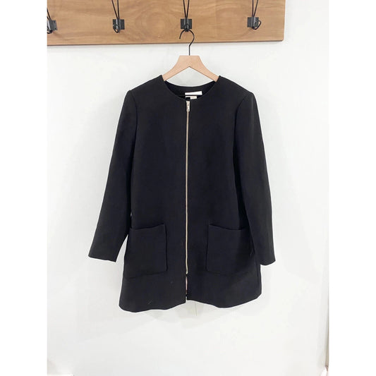 H&M Women's Black Long Sleeve Zip Pocket Jacket Size 16