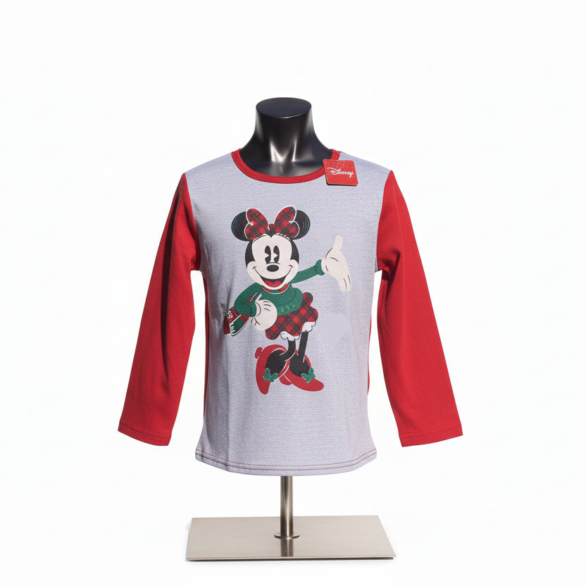 Disney Minnie Mouse Raglan Pajama Top – Red Green, For Girls
