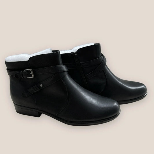 YUU Women's Leather Booties with Buckle Detail - Gomix Brands Outlet