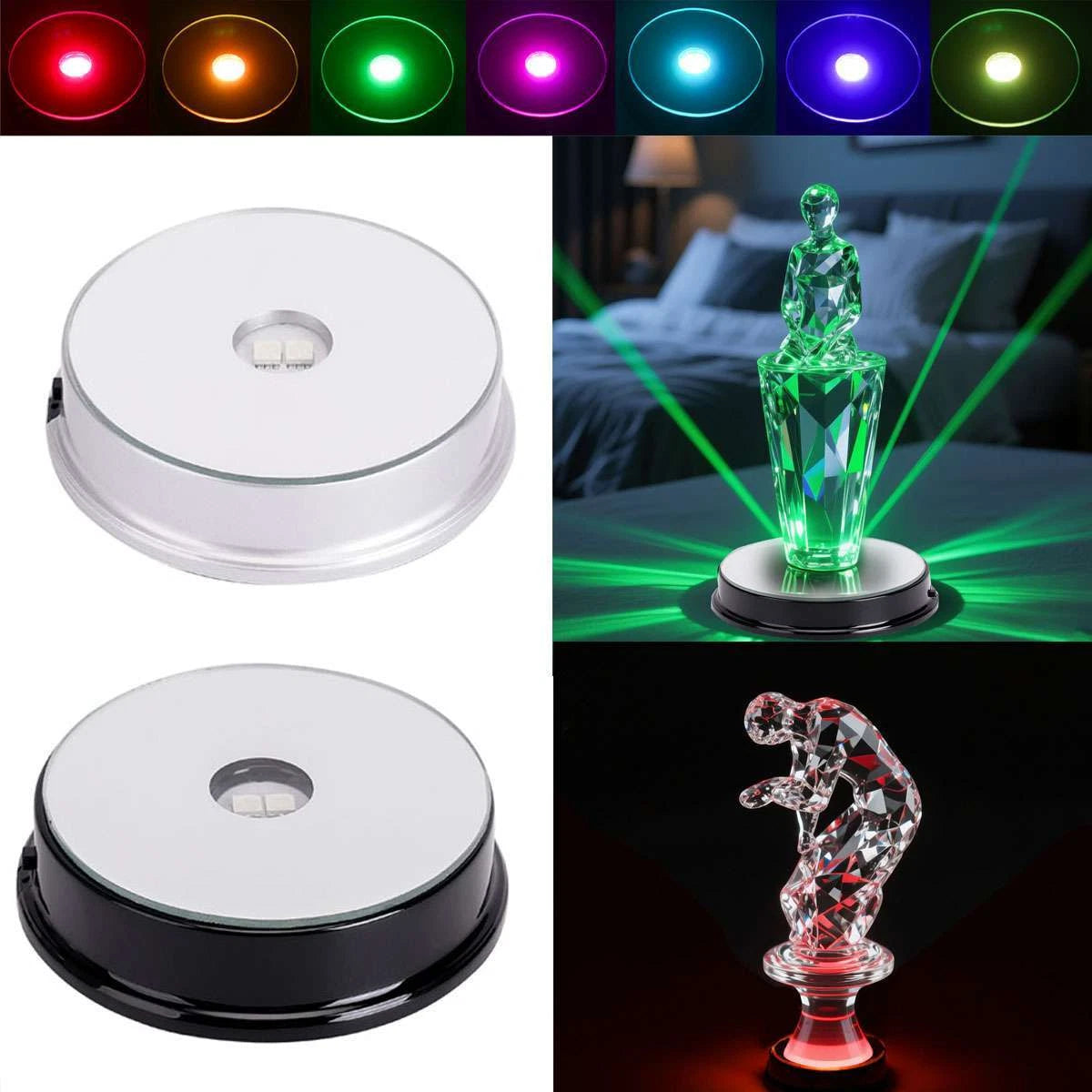 YUYTE LED Light Base Stand, Round Crystal Display