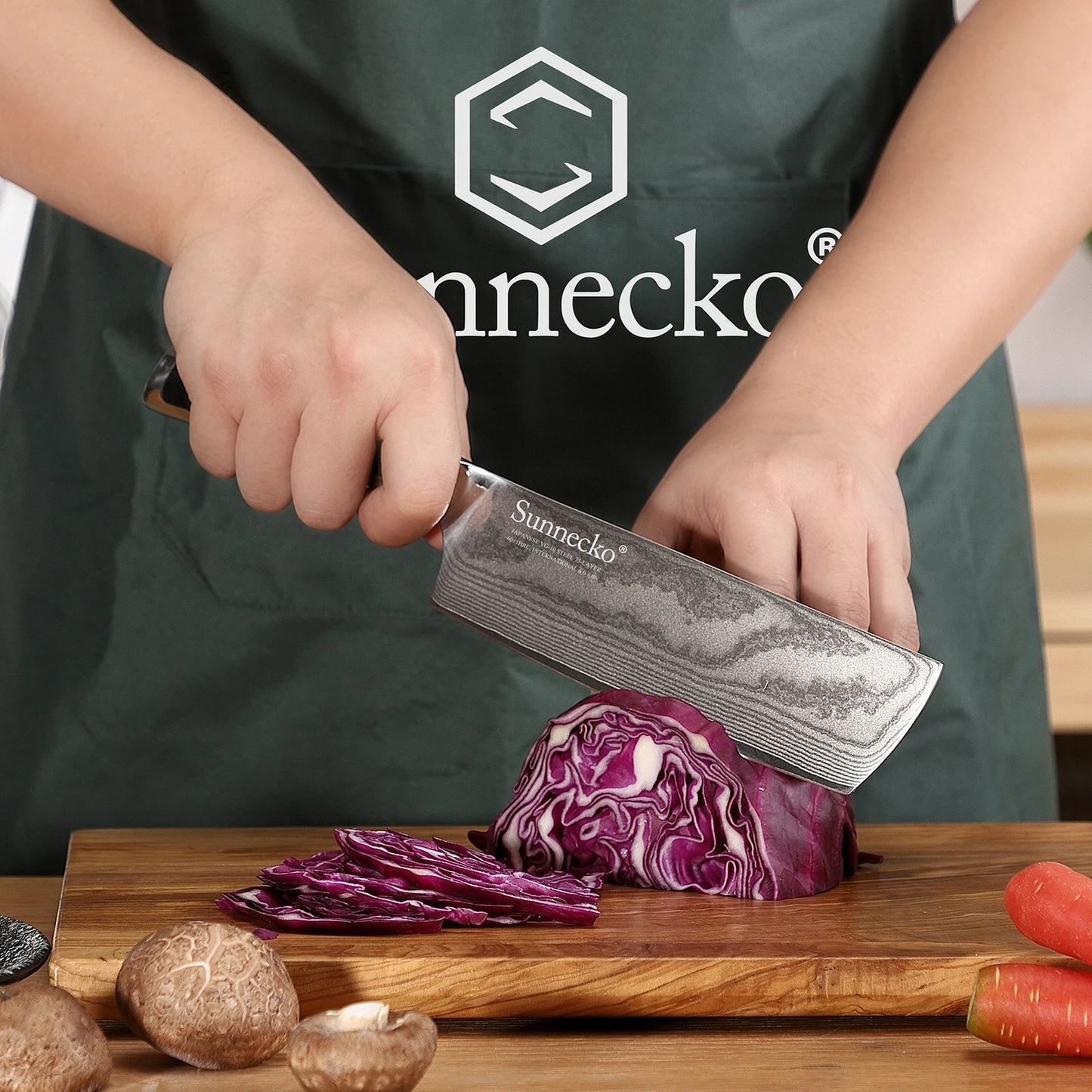 Sunnecko 7‑inch Damascus Steel Nakiri Chef Knife for Vegetables
