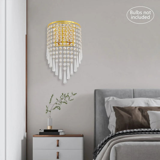 Elegant Crystal Wall Light Fixture with Stainless Steel Bracket - Gomix Brands Outlet