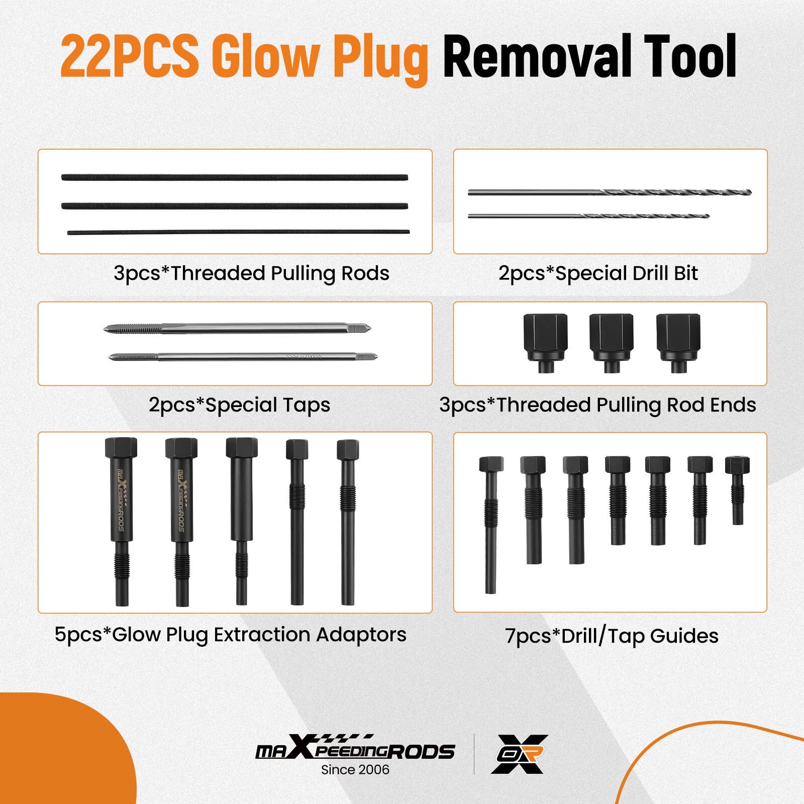 22-Piece Glow Plug Extraction Kit for M8 & M10 Engines