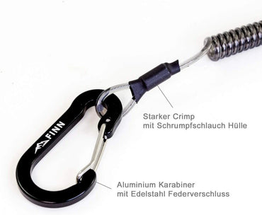 2er Spiralkabel, Schlüsselanhänger, Sicherungsband, Sicherungsseil & Karabiner Set