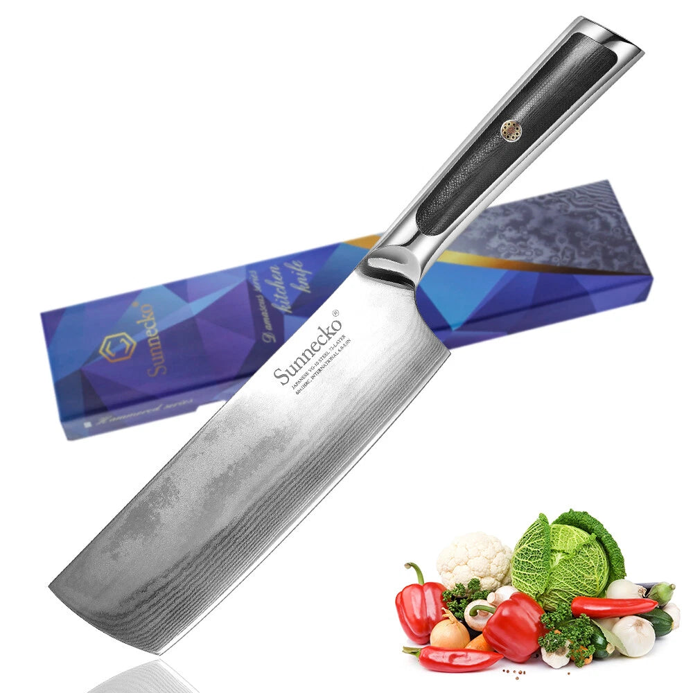 Sunnecko 7‑inch Damascus Steel Nakiri Chef Knife for Vegetables