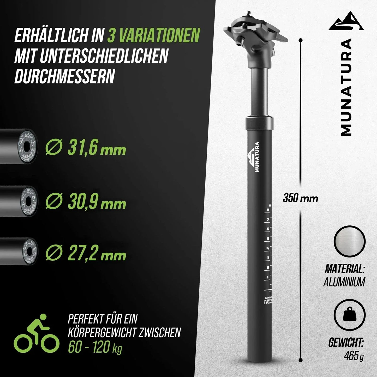 Premium Adjustable Suspension Seatpost Ø316 for Road & Mountain Bikes - Gomix Brands Outlet