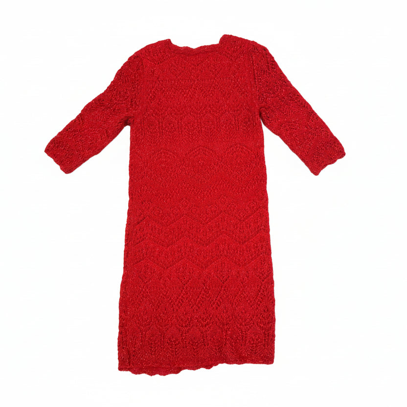 Cat and Jack Size Small (6/6X) Red Christmas Sweater Dress Sparkly Long Sleeve