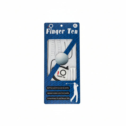 Finger Ten White Cotton Golf Glove Right Hand ML