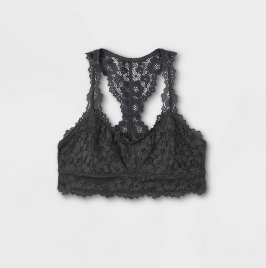 LOT of 2 Girls' All Over Lace Bralette - Charcoal Gray S