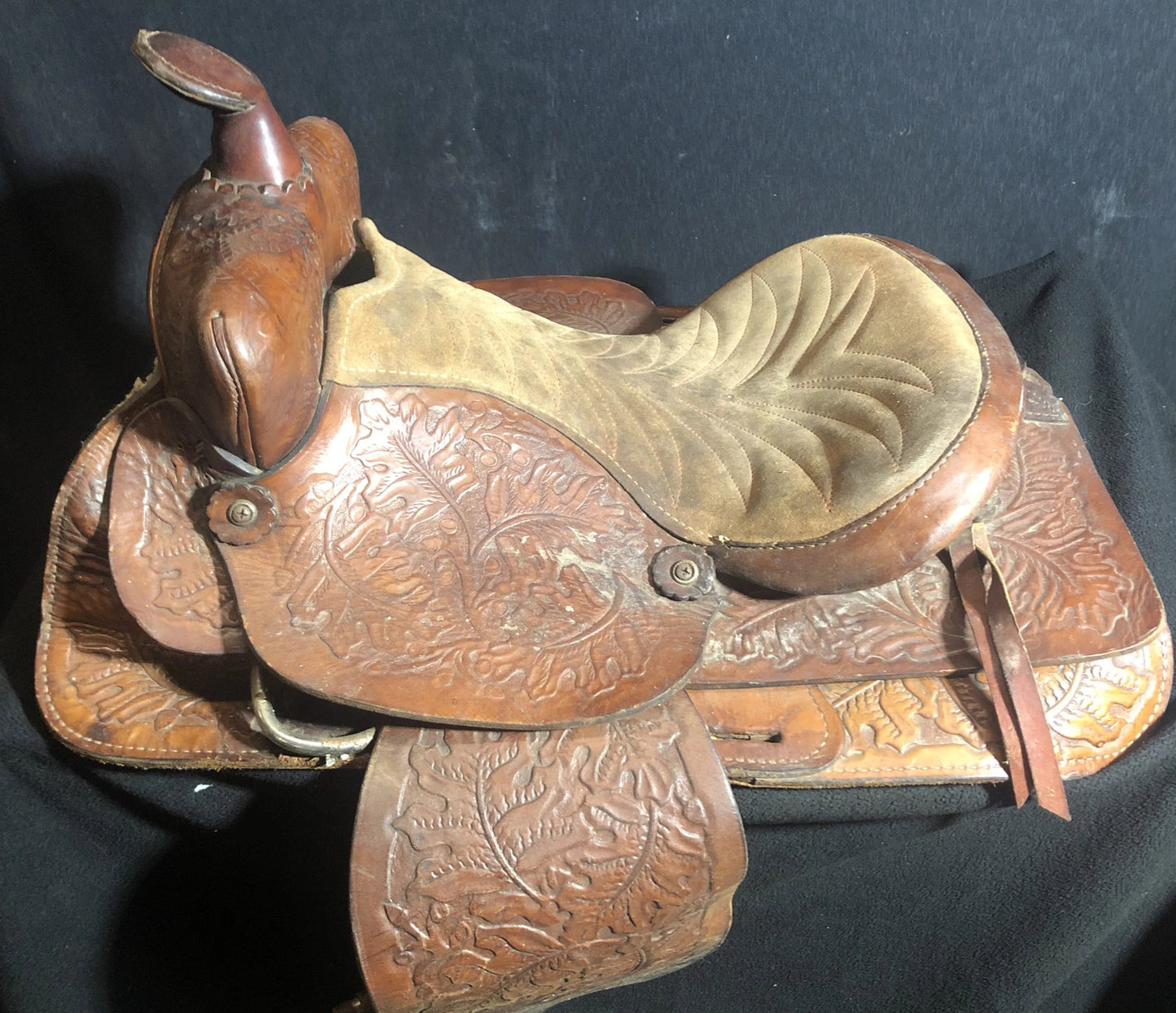 Ralide Vintage Western Leather Sheep Fleece Adult Horse Saddle