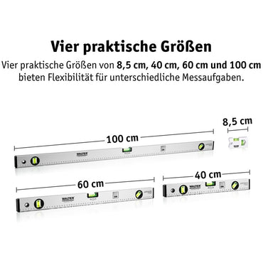 Walter Aluminum Water Level Set – 40, 60, 100 cm & Mini