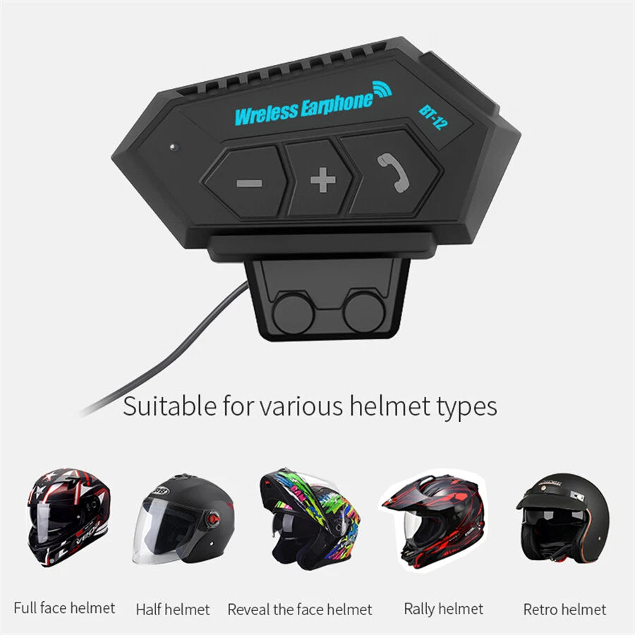 Bluetooth 5.0 Motorcycle Helmet Headset Wireless Motorbike Hands-free Waterproof