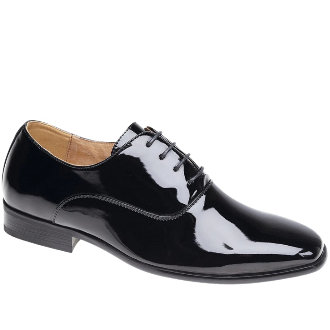 Elegant Black Patent Oxford Shoes for Boys Wedding