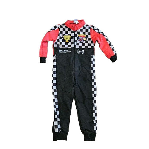 Kids Racer Car Racing Jumpsuit Costume Medium Size 37x14 Inches