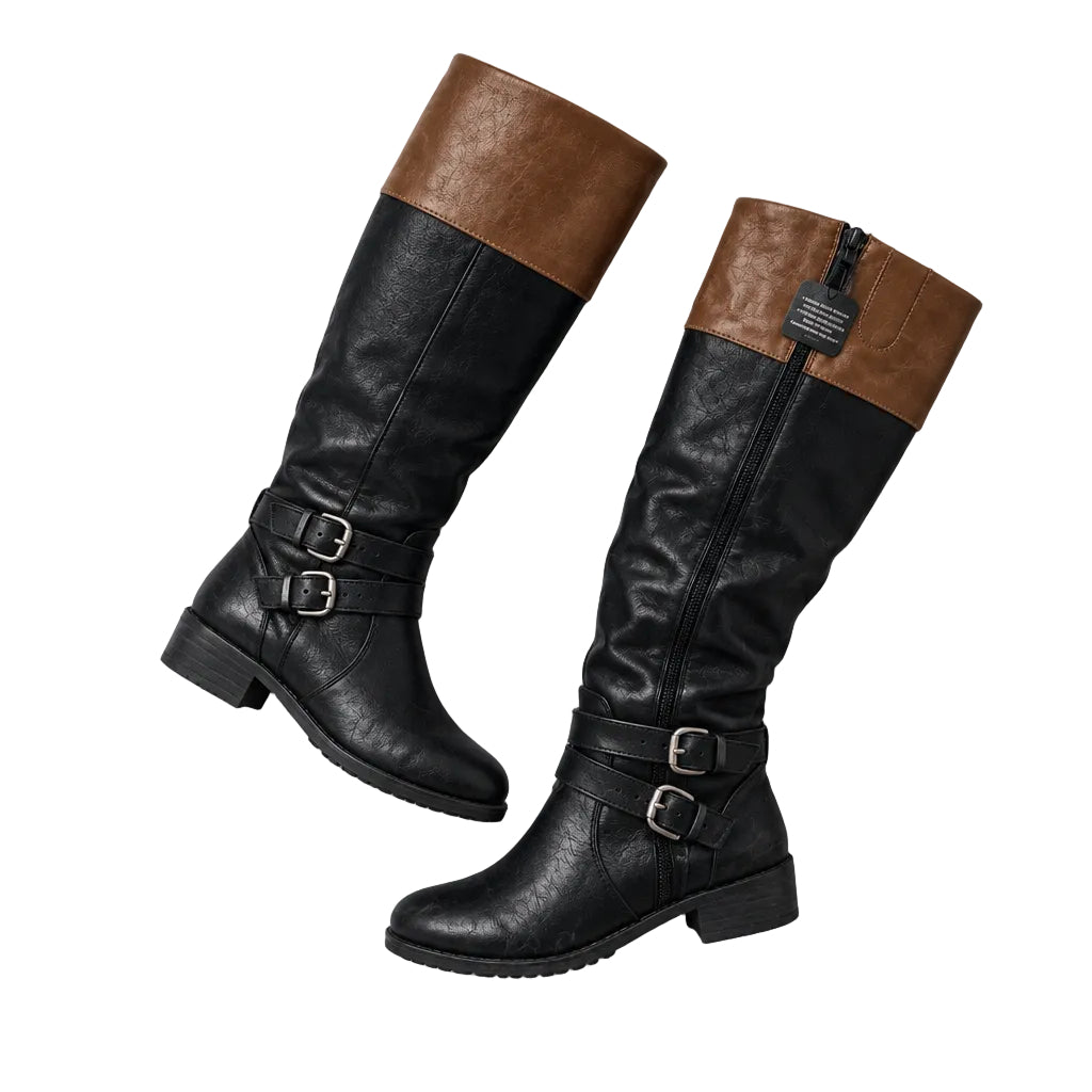 Arizona Women's Denver Memory Foam Black Brown Thigh Strapped Boots - Gomix Brands Outlet