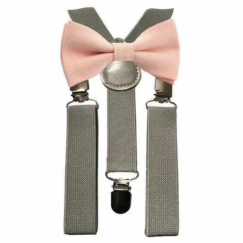 Blush Pink Cotton Bow Tie & Braces Set for Boys - Gomix Brands Outlet