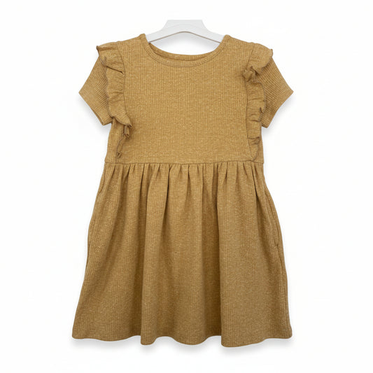 Cat & Jack Girls Dress 4T Heathered Mustard Short Sleeve