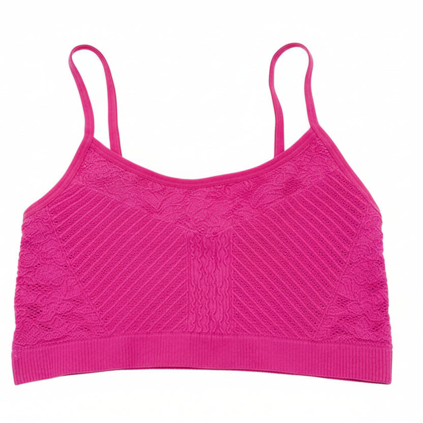 Colsie Womens Juniors Size L Scoop Neck Crochet Bralette Pink