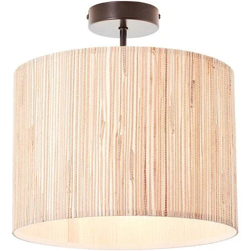 Natural Seagrass Matt Black Semi-Flush Low Ceiling Light 10W LED - Gomix Brands Outlet