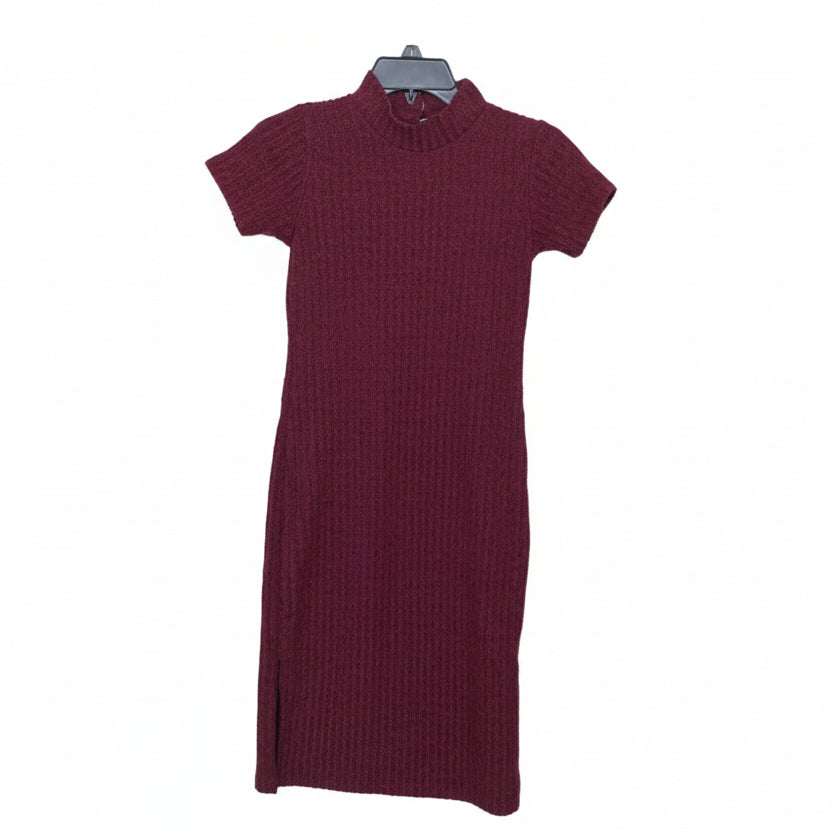 Art Class Girls Kids Short Sleeve High-Neck Ribbed Sweater Dress Maroon L, NWT