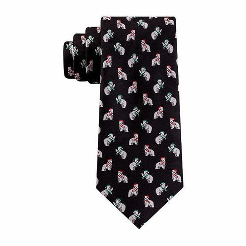 Stafford Black Polar Bear Novelty Neck Tie, 58\" Length