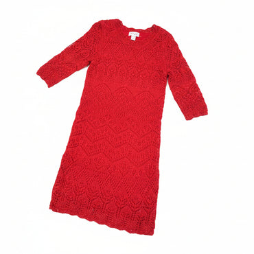 Cat and Jack Size Small (6/6X) Red Christmas Sweater Dress Sparkly Long Sleeve