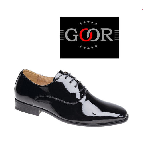Elegant Black Patent Oxford Shoes for Boys Wedding