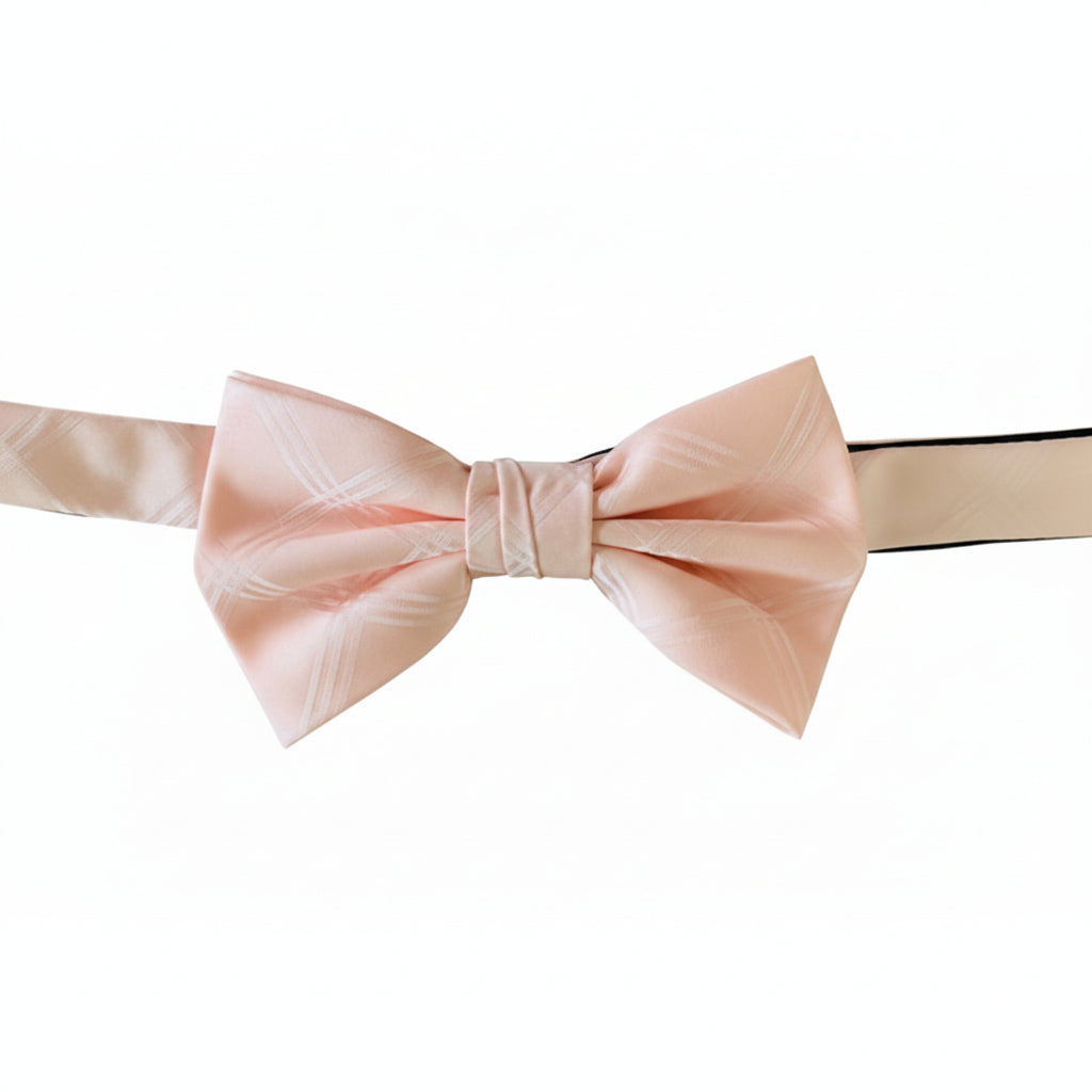 Light Pink Solid Woven Adjustable Pretied Bow Tie