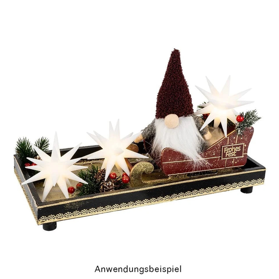 White 3D LED Star 10 cm, 16 Rays, Warm Light Timer