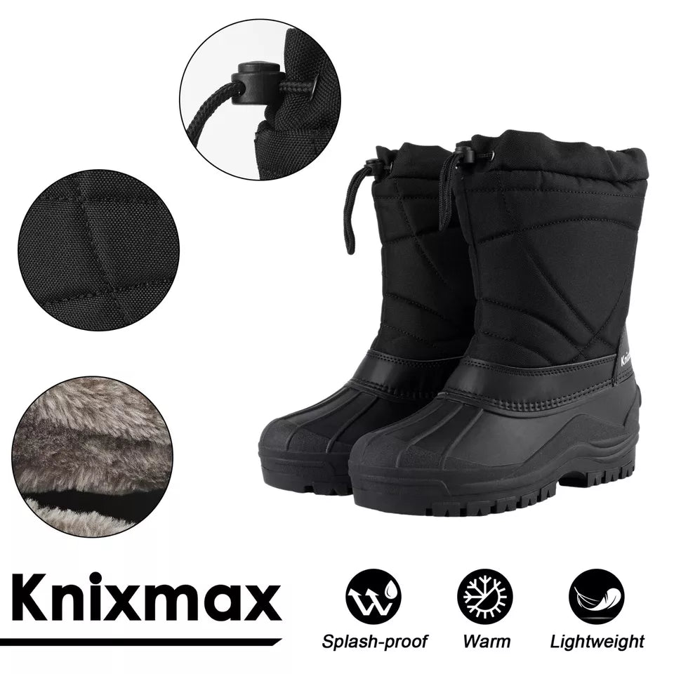 Knixmax Men's Insulated Waterproof Mid-Calf Snow Boots Outdoor