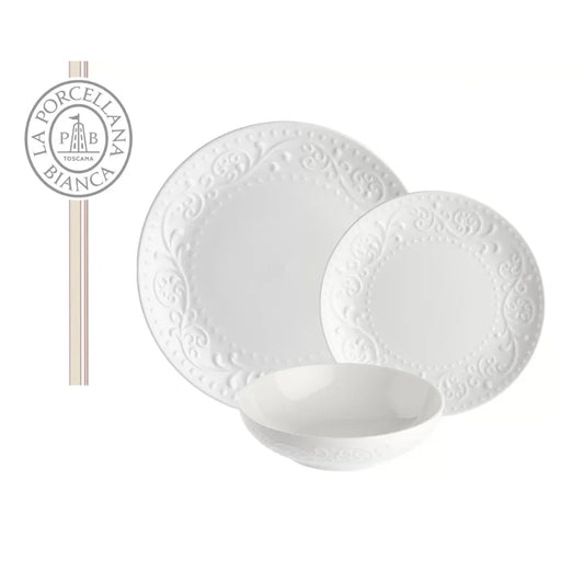 La Porcellana Bianca Sognante 17-Piece White Bone China Plate Set - Gomix Brands Outlet