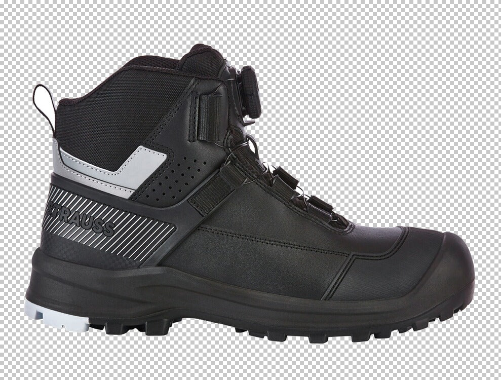 S3 Sawato Mid Safety Boots: Steel Toe, Puncture-Resistant, BOA® Fit, Black/Silver