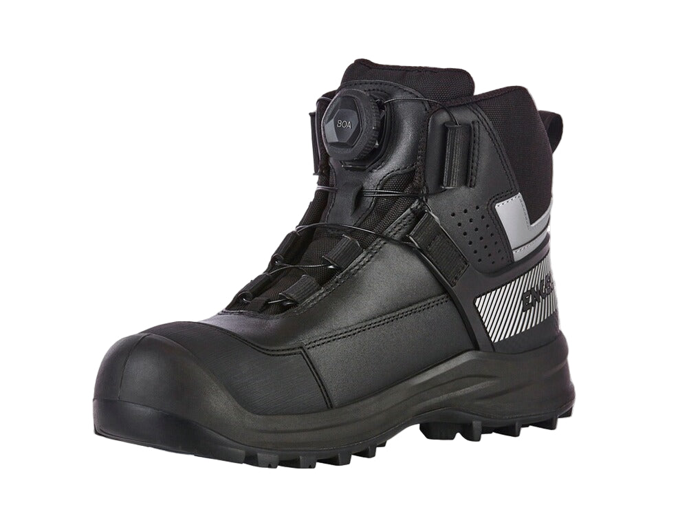 S3 Sawato Mid Safety Boots: Steel Toe, Puncture-Resistant, BOA® Fit, Black/Silver