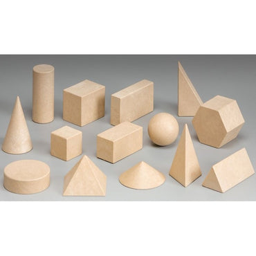 14 Diverse RE-Wood® Geometric Solids Set for Hands-On Geometry Learning