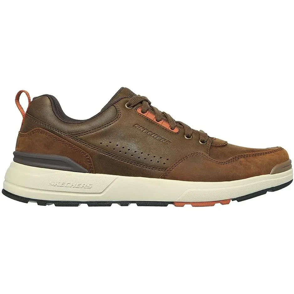 Skechers Rozier Mancer Men's Brown Leather Trainers with Memory Foam - Gomix Brands Outlet