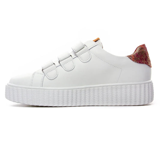 Vanessa Wu Susan Ocre White Orange Triple-Strap Platform Fashion Sneakers - Gomix Brands Outlet