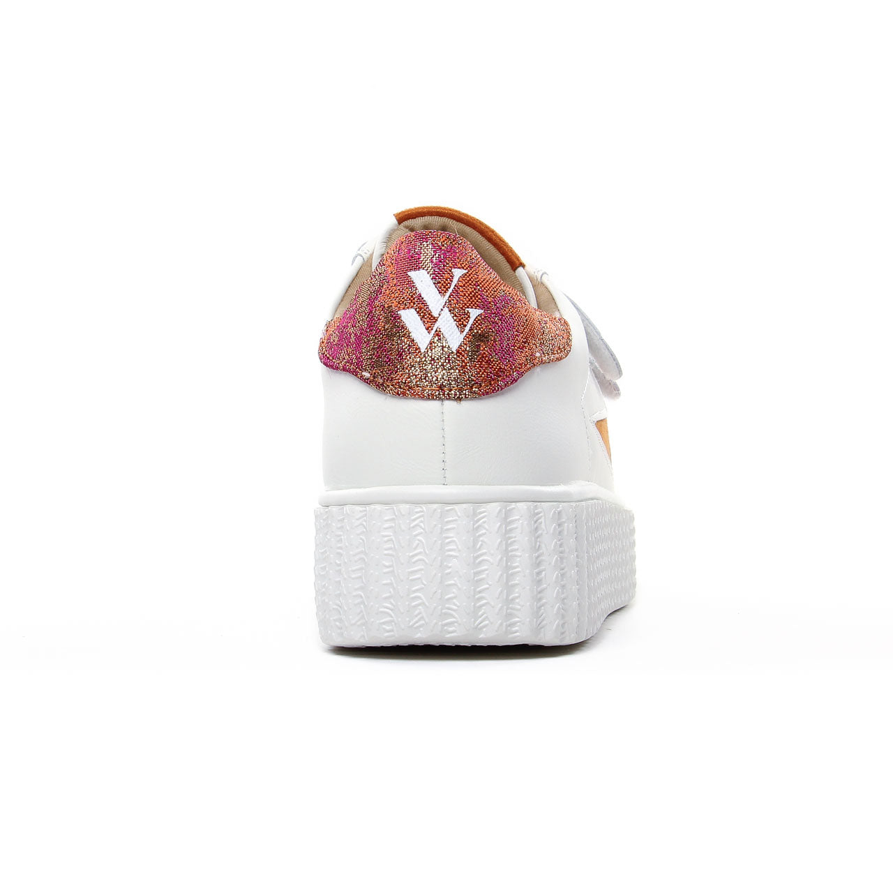 Vanessa Wu Susan Ocre White Orange Triple-Strap Platform Fashion Sneakers
