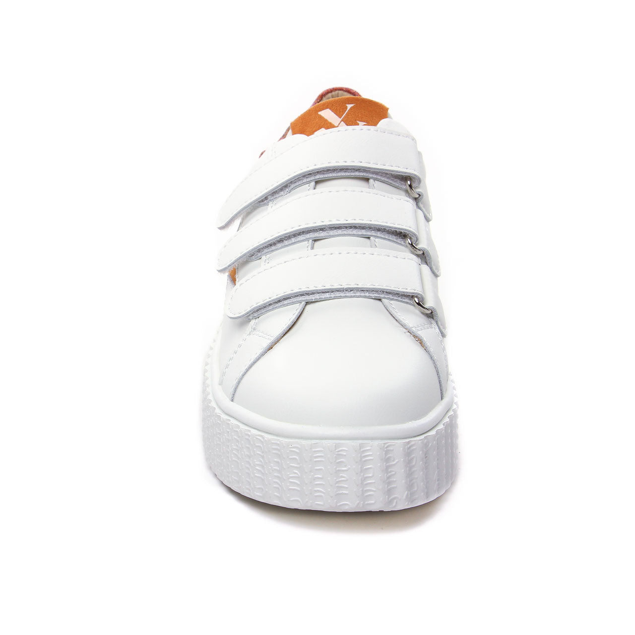 Vanessa Wu Susan Ocre White Orange Triple-Strap Platform Fashion Sneakers