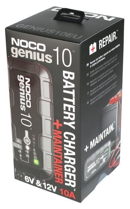 NOCO GENIUS10 Smart 10-Amp Battery Charger: 6V/12V Lithium, Lead-Acid, Gel, AGM Batteries