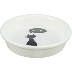 TRIXIE Ceramic Cat Bowl with Fish Motif Elegant White