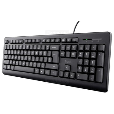 Trust Primo Full Size Wired Keyboard – Black, 104-Key, Spill-Resistant - Gomix Brands Outlet
