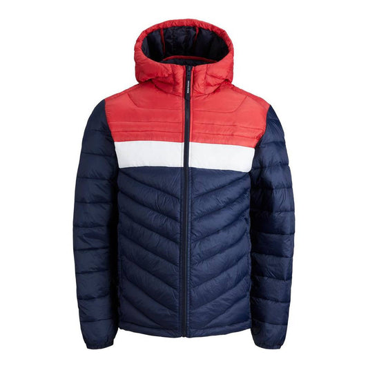 Jack & Jones Men's Hero Lightweight Quilted Hooded Jacket - Blue Red Casual Outerwear