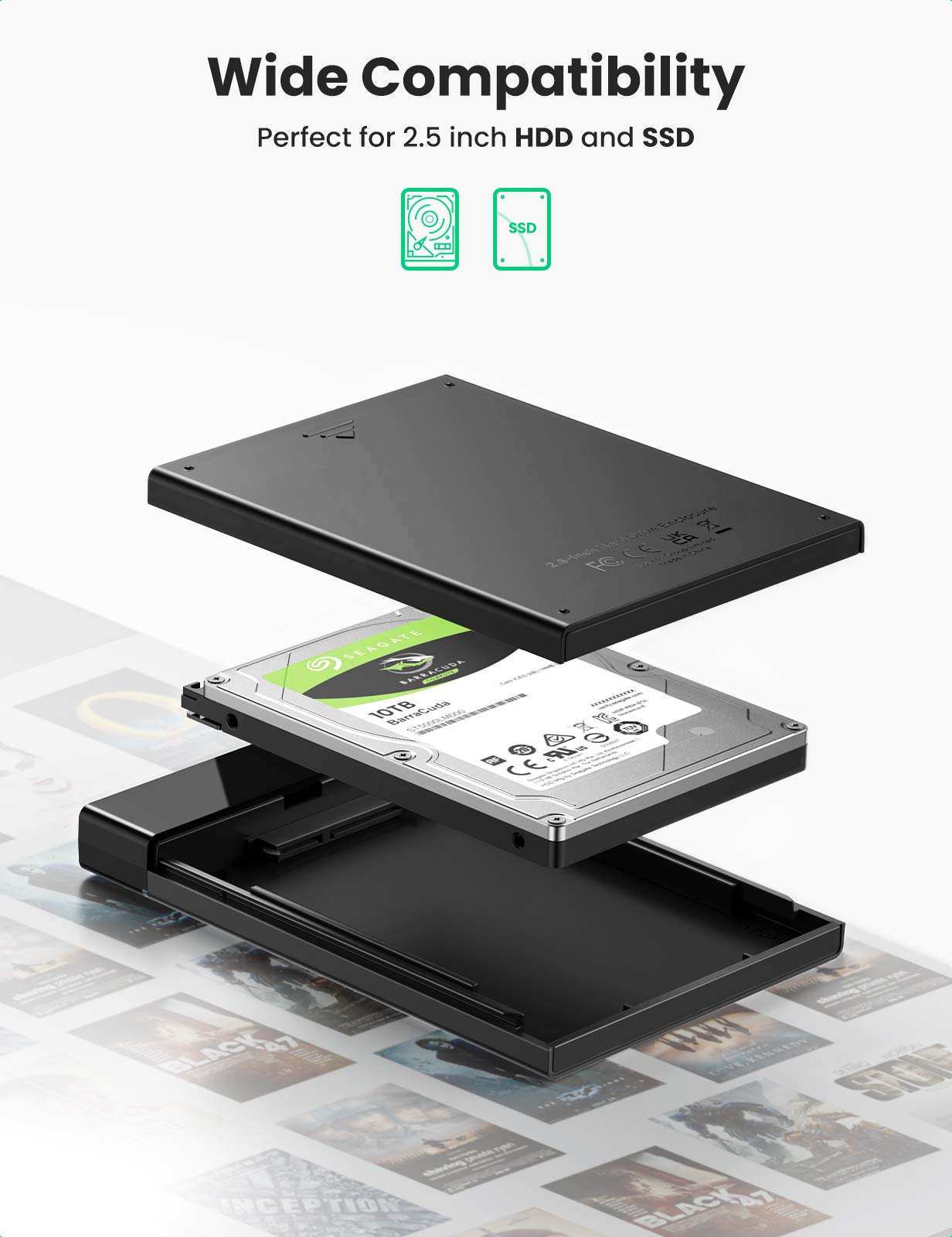 UGREEN 2.5" 6Gbps USB‑C Hard Drive Enclosure with UASP