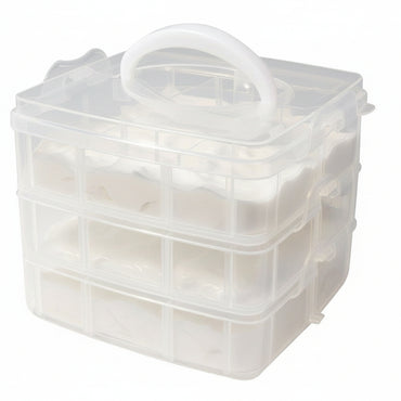 Rayher Stackable Craft Sorting Box with Handle, 3 Tiers, 18 Adjustable Compartments