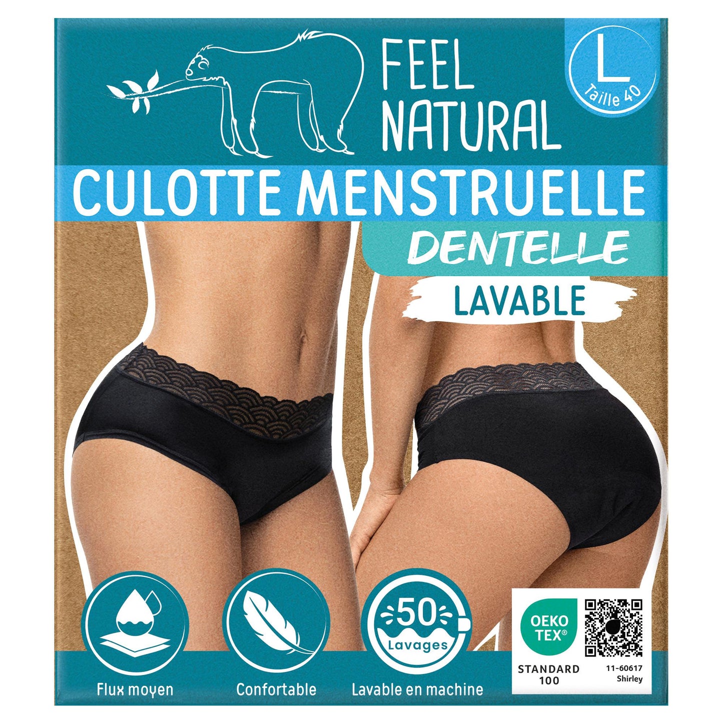 Feel Natural Lace Washable Menstrual Briefs for Reliable, Comfortable Protection