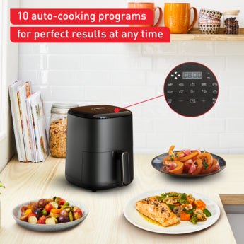 Tefal Easy Fry Compact 3L Black: Healthy Crispy Air Fryer with 10 Programs