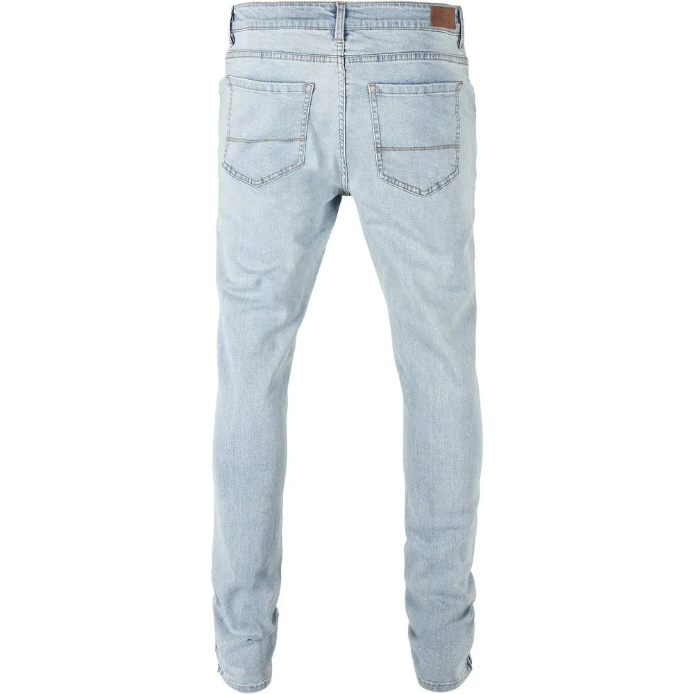 Men's Urban Classics Slim Fit Denim Jeans with Zipper Details Blue