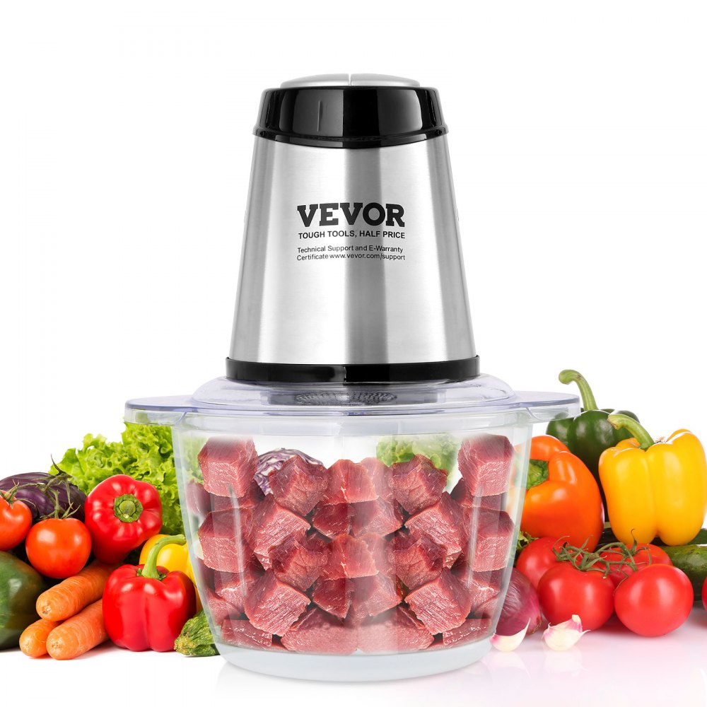 VEVOR 5-Cup Electric Food Processor: Glass Bowl, Powerful Chopping, Meat Grinder