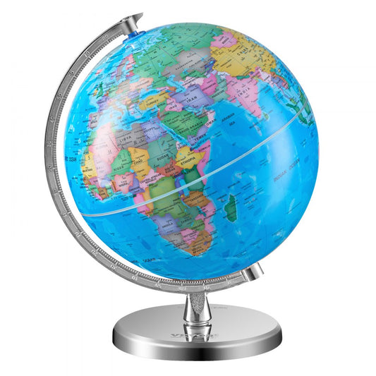 VEVOR 8-Inch Educational Rotating World Globe with Stand, Time Zone, ABS Material