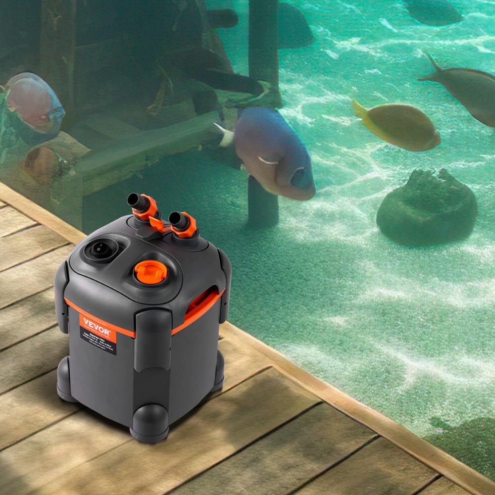 VEVOR Ultra-Quiet Canister Aquarium Filter 172 GPH, 30 Gallon, UV Protection